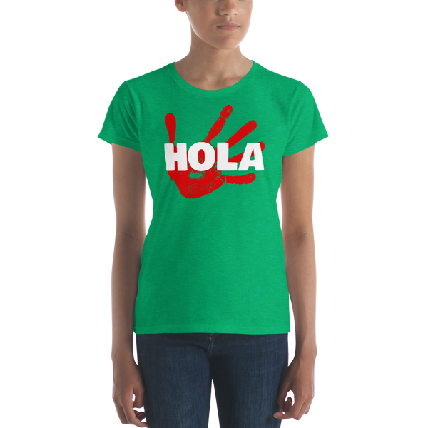 Hola Shirt, Green w/ Red Hand