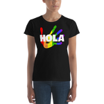 Hola Shirt, Black w/ Rainbow Hand